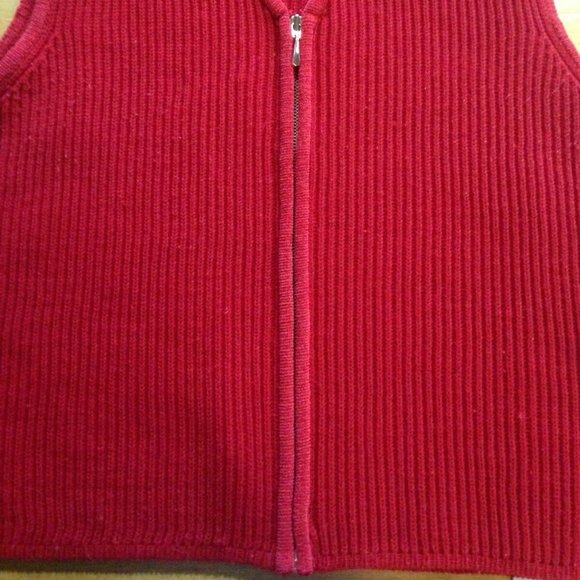 Red Knit Zip Up Acrylic Vest Size Med - Picture 2 of 2